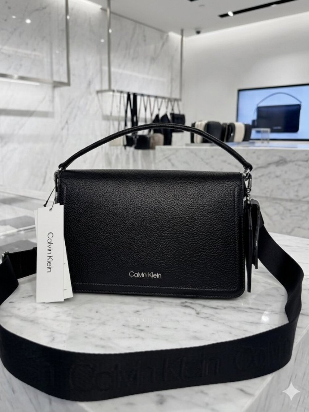 Calvin Klein black 2-in-1 crossbody coin purse